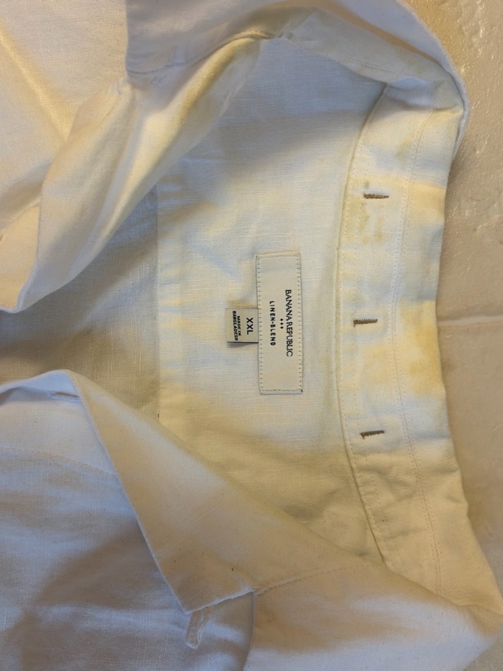 Banana Republic White Linen-Blend Button-Up Shirt